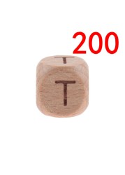 200pcs 12mm Beech Wooden Beads For Baby Wood Letters Bead Baby Teether Diy Beads With Silicone Teether Letters Alphabet