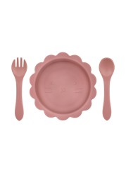 Cute silicone bowl children's complementary tableware food bowl BPA-free waterproof tableware plate wooden spoon silicone fork