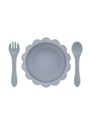 Cute silicone bowl children's complementary tableware food bowl BPA-free waterproof tableware plate wooden spoon silicone fork