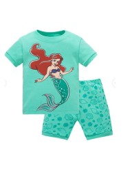 New Kids Boys Girls Clothes Baby Princess Pajamas Summer Short Sleeve Set Cartoon Minnie Children Sleepwear