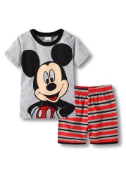 New Kids Boys Girls Clothes Baby Princess Pajamas Summer Short Sleeve Set Cartoon Minnie Children Sleepwear