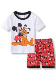 New Kids Boys Girls Clothes Baby Princess Pajamas Summer Short Sleeve Set Cartoon Minnie Children Sleepwear