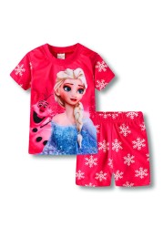 New Kids Boys Girls Clothes Baby Princess Pajamas Summer Short Sleeve Set Cartoon Minnie Children Sleepwear