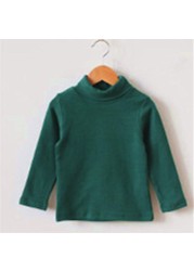 Boys T-shirt Long Sleeve Girls Shirts High Neck Baby Tee Solid Color Tops For Kids 3-8 Years