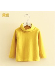 Boys T-shirt Long Sleeve Girls Shirts High Neck Baby Tee Solid Color Tops For Kids 3-8 Years