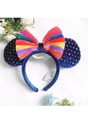 Cartoon Minnie Mermaid Princess Big Ears Headband Sequin Bows Ears Costume Headband Cosplay Plush Adult/Kids Headband Gift