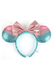 Cartoon Minnie Mermaid Princess Big Ears Headband Sequin Bows Ears Costume Headband Cosplay Plush Adult/Kids Headband Gift