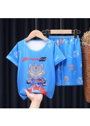 Doraemon Kids Pajamas Tops Pant Summer Cartoon Sleepwear Set Boys Girls Baby Clothes Pajamas Short Sleeve T-shirt Pajamas Suit