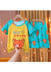 Doraemon Kids Pajamas Tops Pant Summer Cartoon Sleepwear Set Boys Girls Baby Clothes Pajamas Short Sleeve T-shirt Pajamas Suit