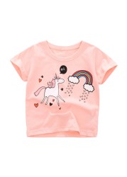 Little maven summer clothes full cotton T-shirt blue baby girls cat lovely and comfortable clothes for baby infant kids 2 to7 yea