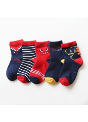 2022 5pairs/lot Children Cotton Boys Girls Socks Cute Cartoon Pattern Kids Socks for Baby Boy Girl Sport Pattern Suitable for 1-12Y