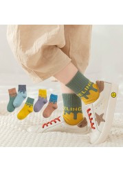 2022 5pairs/lot Children Cotton Boys Girls Socks Cute Cartoon Pattern Kids Socks for Baby Boy Girl Sport Pattern Suitable for 1-12Y