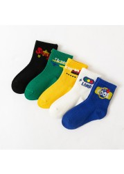 2022 5pairs/lot Children Cotton Boys Girls Socks Cute Cartoon Pattern Kids Socks for Baby Boy Girl Sport Pattern Suitable for 1-12Y