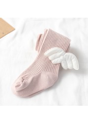 Girls Angel Wings Knitted Cotton Socks Baby Pantyhose 0-6 Years Autumn Winter