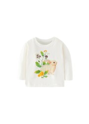 Jumping Meter Girls Cute Cartoon Dinosaur Rainbow T-shirts Autumn Casual Cotton Crew Neck For Long Sleeve Top Baby Clothes 2-7Y