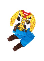 Kids Long Sleeve Pajamas Sleepwear T-shirt Sports Pajamas Kids Spider-Man Cartoon Pajamas Set Boys and Girls Pajamas