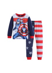 Kids Long Sleeve Pajamas Sleepwear T-shirt Sports Pajamas Kids Spider-Man Cartoon Pajamas Set Boys and Girls Pajamas