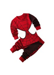 Kids Long Sleeve Pajamas Sleepwear T-shirt Sports Pajamas Kids Spider-Man Cartoon Pajamas Set Boys and Girls Pajamas