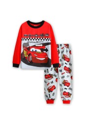 Kids Long Sleeve Pajamas Sleepwear T-shirt Sports Pajamas Kids Spider-Man Cartoon Pajamas Set Boys and Girls Pajamas