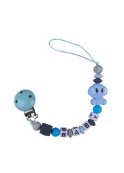 Customized Name Newborn Infant Baby Pacifier Clips Chain Elephant Silicone Beads Toy Teether Toy Doll Baby Holder Pacifier Chain