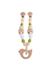 Baby Wooden Teether Nursing Molar Soother Teething Charm Stroller Clip Hanging Toy Pacifier Chain Pram Mobile Rattle