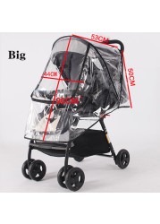 Stroller accessories waterproof rain cover transparent wind dust shield zipper open raincoat for baby stroller cover