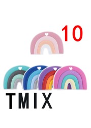 10pcs Rainbow Baby Teething Silicone Teether Pacifier Chain Accessories Dental Care Baby Birthday Gifts BPA Free