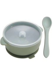 Baby Suction Cup, High Quality Silicone Cup, With Lid, BPA Free, Toddler Dishes Set, Portable Silicone Baby Spoon