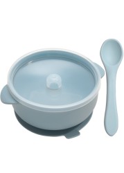 Baby Suction Cup, High Quality Silicone Cup, With Lid, BPA Free, Toddler Dishes Set, Portable Silicone Baby Spoon