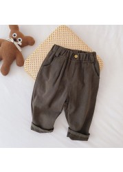 MILANCEL 2022 Spring New Baby Solid Pants Boys Pants Fashion Boys Short Jeans Kids Pants