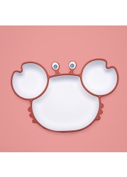 BOPOOBO Baby Dishes Silicone Suction Plate Cute Crab Children Feeding Plate Non-slip Baby Food Bowl Feeding for Kids