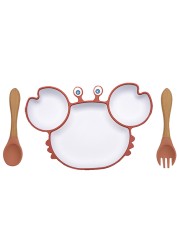 BOPOOBO Baby Dishes Silicone Suction Plate Cute Crab Children Feeding Plate Non-slip Baby Food Bowl Feeding for Kids