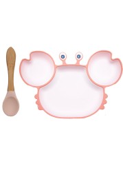 BOPOOBO Baby Dishes Silicone Suction Plate Cute Crab Children Feeding Plate Non-slip Baby Food Bowl Feeding for Kids