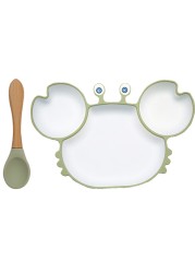 BOPOOBO Baby Dishes Silicone Suction Plate Cute Crab Children Feeding Plate Non-slip Baby Food Bowl Feeding for Kids