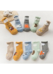 5pairs/lot Newborn Baby Socks Thick Winter Spring Autumn Warm Cute Cartoon Baby Girls Boy Socks Hot Fashion Soft Cotton Socks