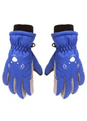 Children Skiing Cycling Gloves Kid Thick Warm Cute Bear Face Gloves