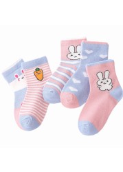 Cotton Kids Socks Spring Autumn Cute Cartoon Newborn Casual Sports Toddler Baby Boys Socks Letters Print Girls Socks 0 to 12 Years