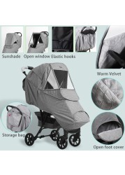 Universal Waterproof Winter Thicken Rain Cover Wind Dust Shield Full Raincoat For Baby Stroller Accessories Cane Pushchair Suit