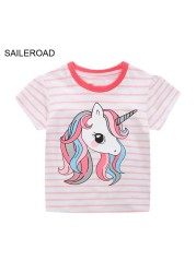 Seieroad Baby Girls 2-7 Years Animation Short Sleeve Cotton T-Shirt For Boys T Shirt Tops