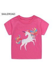 Seieroad Baby Girls 2-7 Years Animation Short Sleeve Cotton T-Shirt For Boys T Shirt Tops