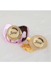 MIYOCAR Personalized Any Name Can Make Gold Bling Lollipop and Pacifier Clip BPA Free Doll Bling Unique Design P8