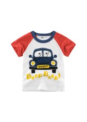 2-8 years old children's summer T-shirt, children's clothing, short-sleeved T-shirt, cartoon car T-shirt, children's cotton T-shirt