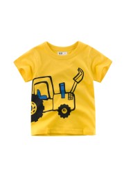 2-8 years old children's summer T-shirt, children's clothing, short-sleeved T-shirt, cartoon car T-shirt, children's cotton T-shirt