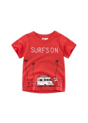 2-8 years old children's summer T-shirt, children's clothing, short-sleeved T-shirt, cartoon car T-shirt, children's cotton T-shirt