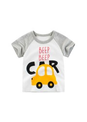 2-8 years old children's summer T-shirt, children's clothing, short-sleeved T-shirt, cartoon car T-shirt, children's cotton T-shirt