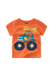 2-8 years old children's summer T-shirt, children's clothing, short-sleeved T-shirt, cartoon car T-shirt, children's cotton T-shirt