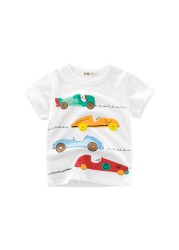 2-8 years old children's summer T-shirt, children's clothing, short-sleeved T-shirt, cartoon car T-shirt, children's cotton T-shirt