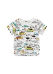 2-8 years old children's summer T-shirt, children's clothing, short-sleeved T-shirt, cartoon car T-shirt, children's cotton T-shirt