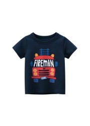 2-8 years old children's summer T-shirt, children's clothing, short-sleeved T-shirt, cartoon car T-shirt, children's cotton T-shirt