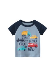 2-8 years old children's summer T-shirt, children's clothing, short-sleeved T-shirt, cartoon car T-shirt, children's cotton T-shirt